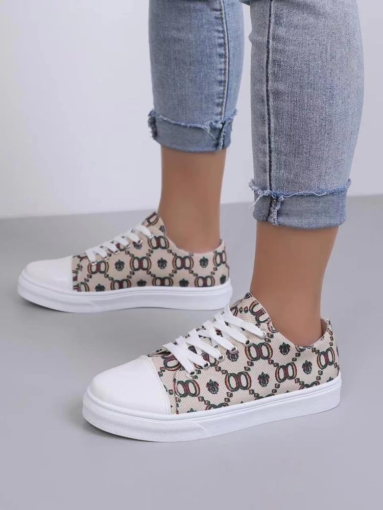 New Fashion Women's Printed Canvas Shoes Casual Women's Non-slip Vulcanized Flat Shoes Summer Casual Canvas Shoes 43