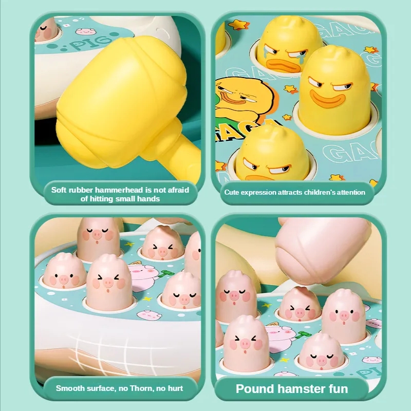1set Duck/Frog/Pig Baby Toy Montessori Learning Game Educational Puzzle Gift for 12 24 Months Toddler Boy/Girl with Hammer