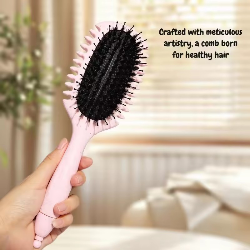 1PC Spring Cushion Hair Brush Natural Boar Bristle Volumizing Comb for Curly Hair Scalp Massage Detangling Tool Frizz Control