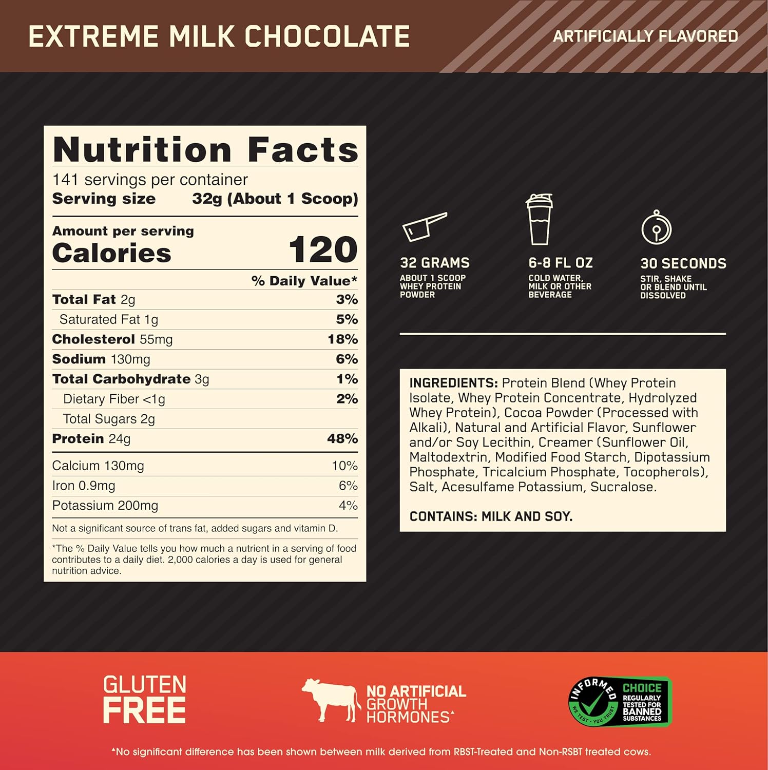 Optimum Nutrition Gold Standard 100% Whey Protein Powder, Extreme Milk Chocolate, 10 Pound (Packaging May Vary) (Pack of 2)