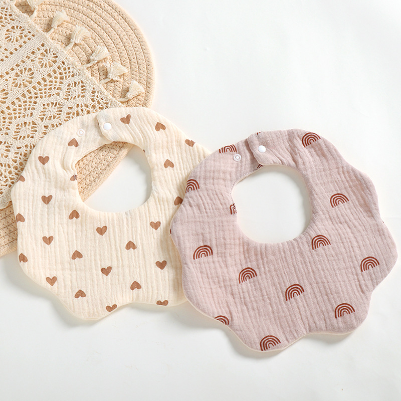 6-layer cotton gauze petal bib children's saliva towel can rotate 360 degrees, newborn bib baby anti spitting towel