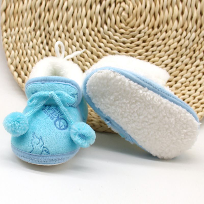 3Colors Sweet Newborn Baby Girls Princess Bowknot Winter Warm First Walkers Soft Soled Infant Toddler Kids Girl Cack Shoes