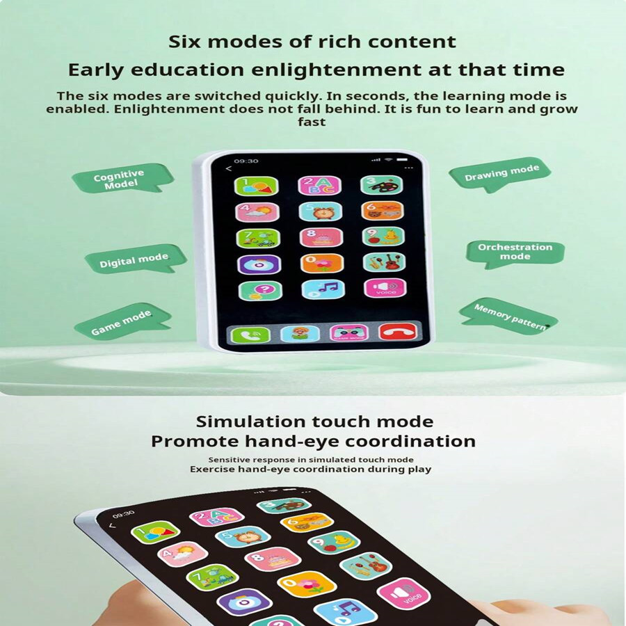 Children Simulation Music Touch Screen Phone Baby English Education Cognitive Phone Intelligent Multi-Functional Toy Model