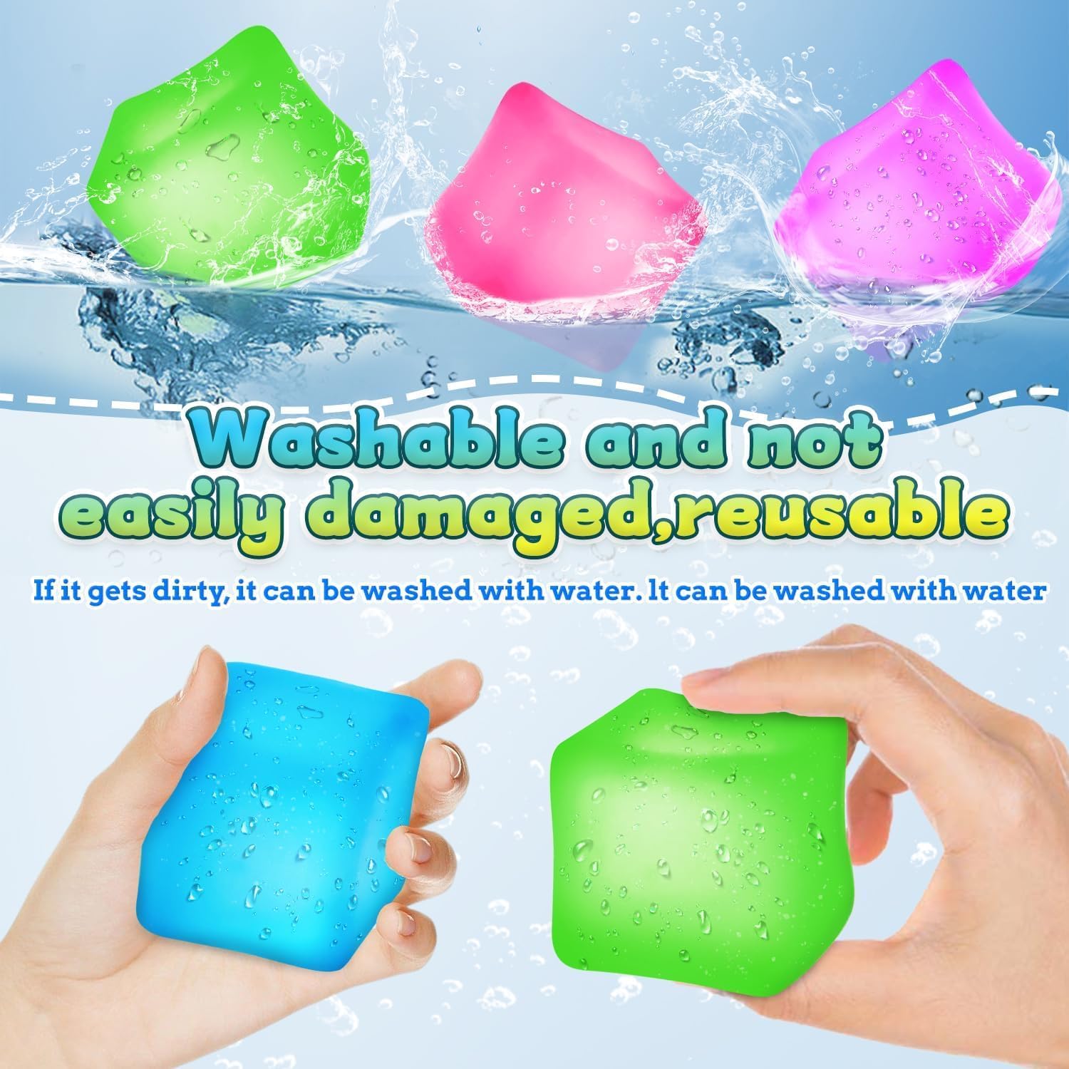 3Pcs Stress Cube Squishy Toys, Slow Rising Ice Cube Stress Balls, Sensory Fidget Toys for Anxiety Relief, Sensory Ice Cube Gel Filled Squishy Ball Toy