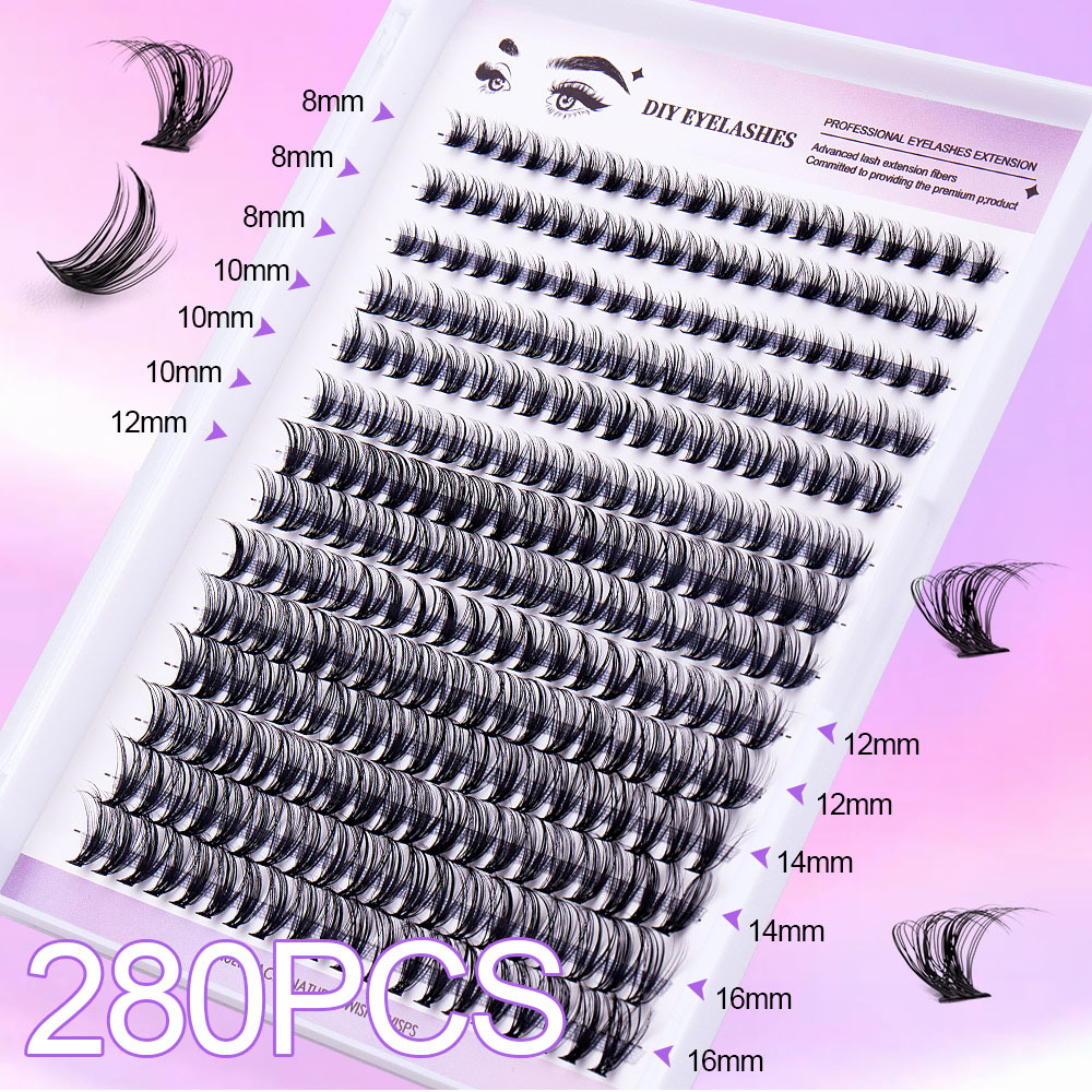 280 Clusters Fluffy Dramatic Thick Volume Eyelashes Natural Lashes Fake Lashes Pack Eyelashes Individual Lashes Russia 30D/40D