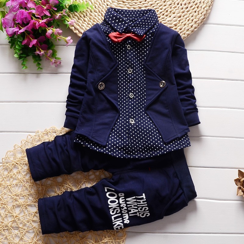 BibiCola Spring autumn children clothing set 2016 new fashion baby boys shirt fake clothes sport suit kids boys outfits suit