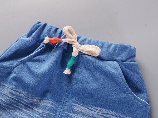 Ones boys summer new short sleeve mock waistcoat shorts clothing set baby kids cotton suit
