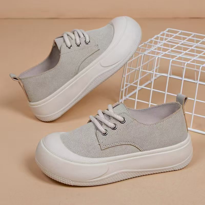 New sponge cake shoes for women's casual shoes, thick soled round toe lace up white shoes, fashionable loafers