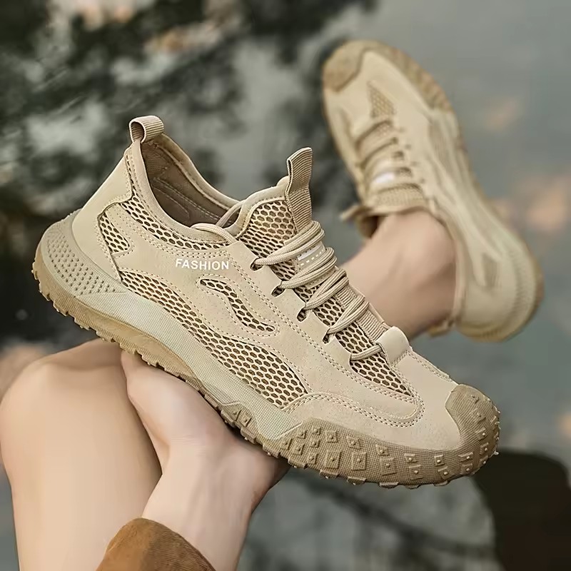 New Men's Casual Shoes Outdoor Mesh Hiking Shoes Summer Breathable Sports Running Shoes Non-slip Hard-Wearing Work Footwear