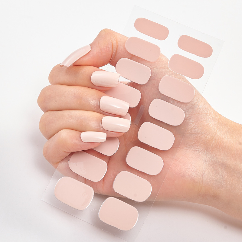 DIY 3pc Semi Cured Gel Nail Stickers Long-Lasting Solid Color Nail Strips Patch Slider UV Lamp Cured Decal Nail Manicure Patch