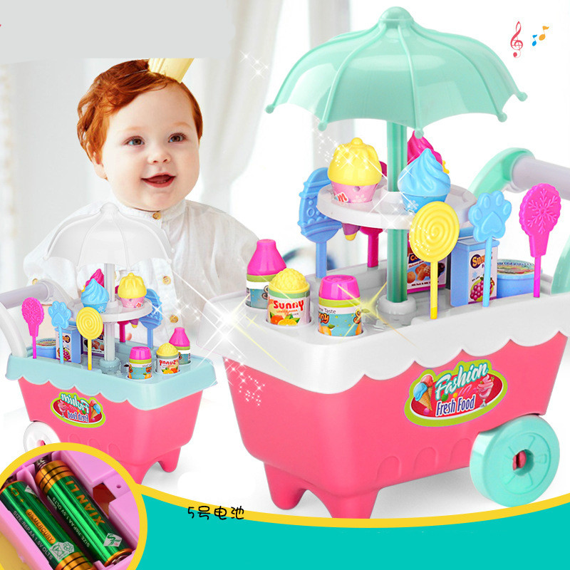 Children's simulation candy ice cream trolley girl puzzle play set toys