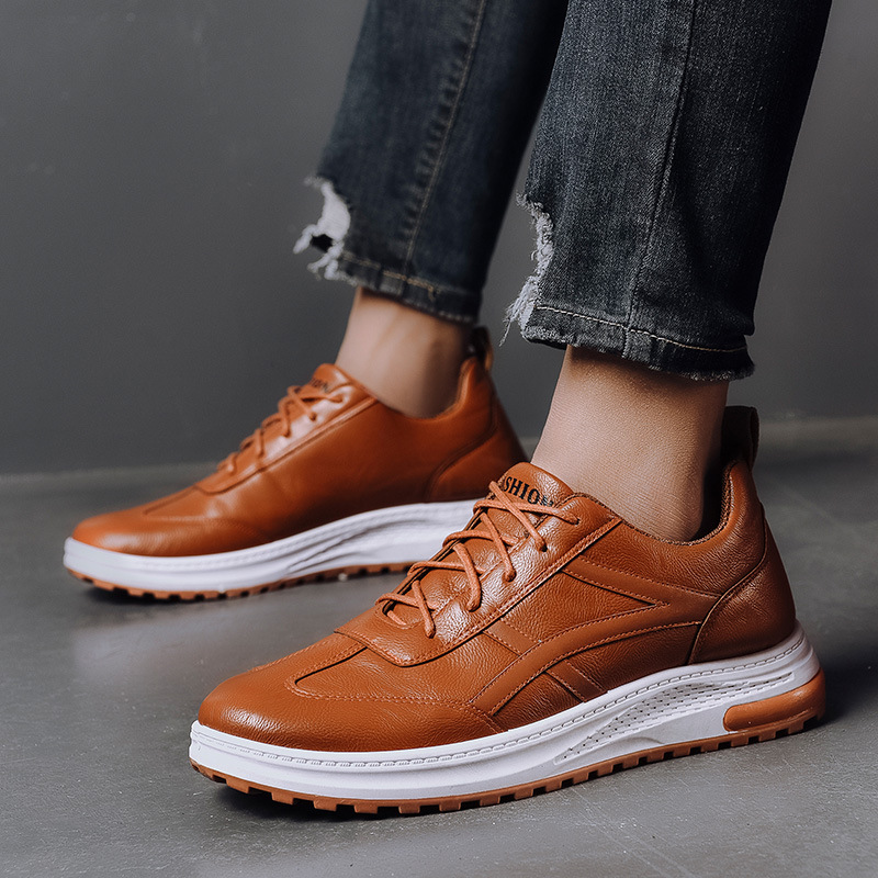 Leather shoe trend, British style casual shoes, men's plus size workwear shoes