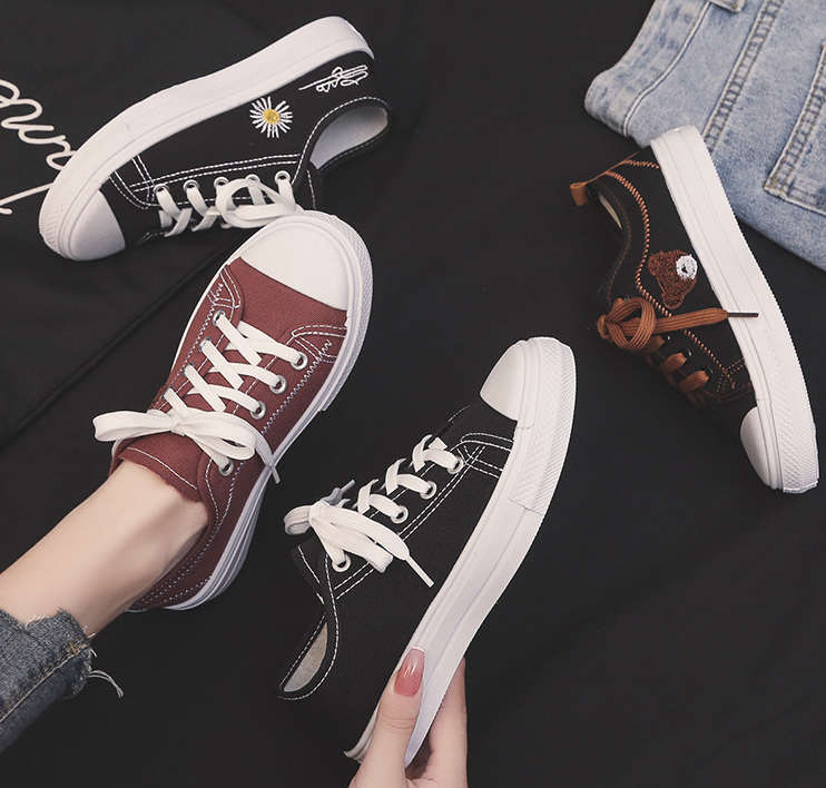 Canvas shoes vulcanized rubber shoes cloth shoes low top shallow mouth women's