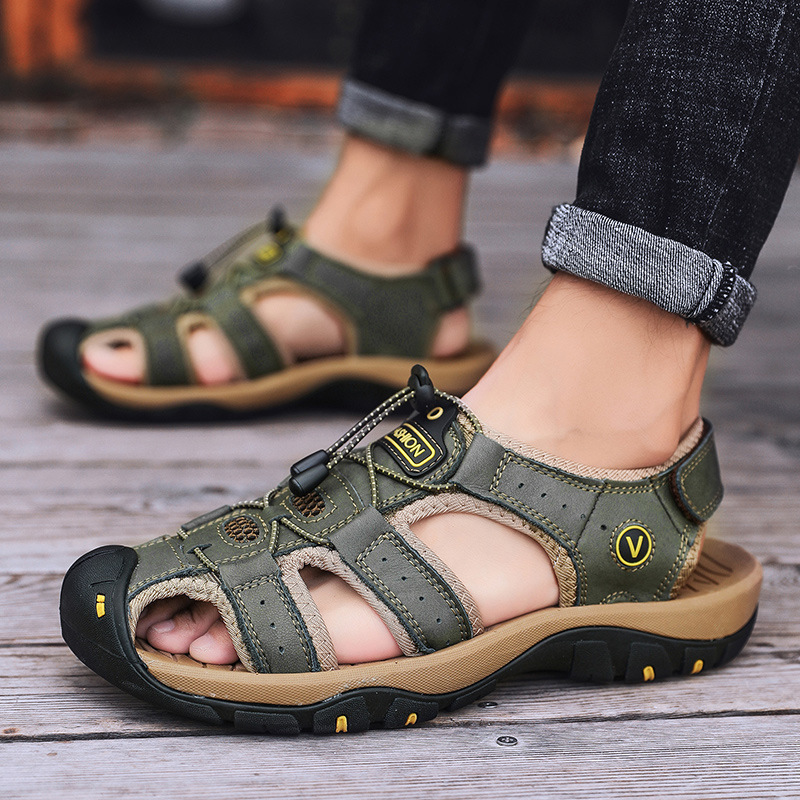 Men Sandals Cowhide Leather Male Summer Shoes Outdoor Beach Gladiator Sandals Shoes For Men Sneakers