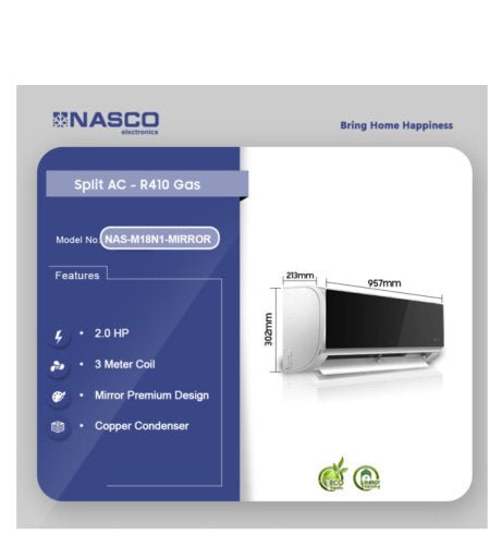 NASCO 2.0HP R410 SPLIT AIR CONDITIONER MIRROR DESIGN