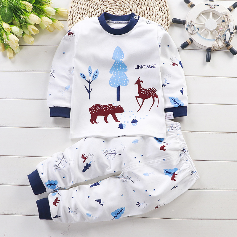(0-3T)Baby Clothes Cotton Boys and Girls Baby Underwear Set Children's Autumn Clothes Long Pants Home Children's newborn clothes