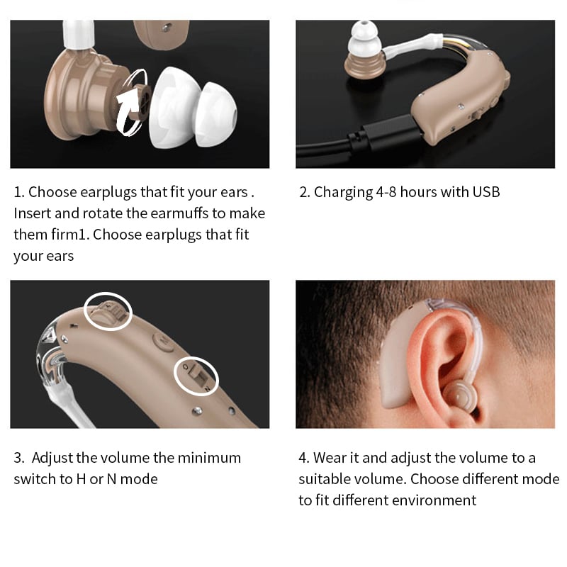 1PCS Not 1 Pair Digital BTE Hearing Aids Mini Rechargeable Hearing Aid Adjustable Tone Sound Amplifier Portable Deaf