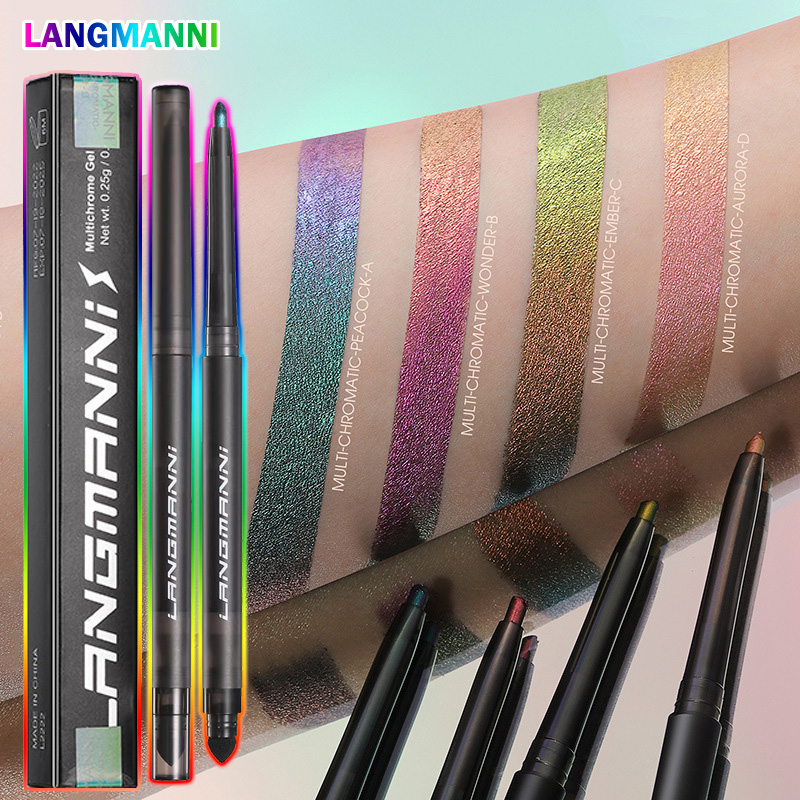 Aurora Chameleon Eyeliner Gel Pen 2In1 Lasting MultiChrome Peacock Galaxy Chrome Waterproof Highlights Eye Makeup Liner Pigments