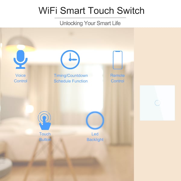 Wifi Wall Touch Switch EU No Neutral Wire Required Smart Light Switch 1 2 3 Gang 220V Tuya Smart Home Support Alexa Google Home