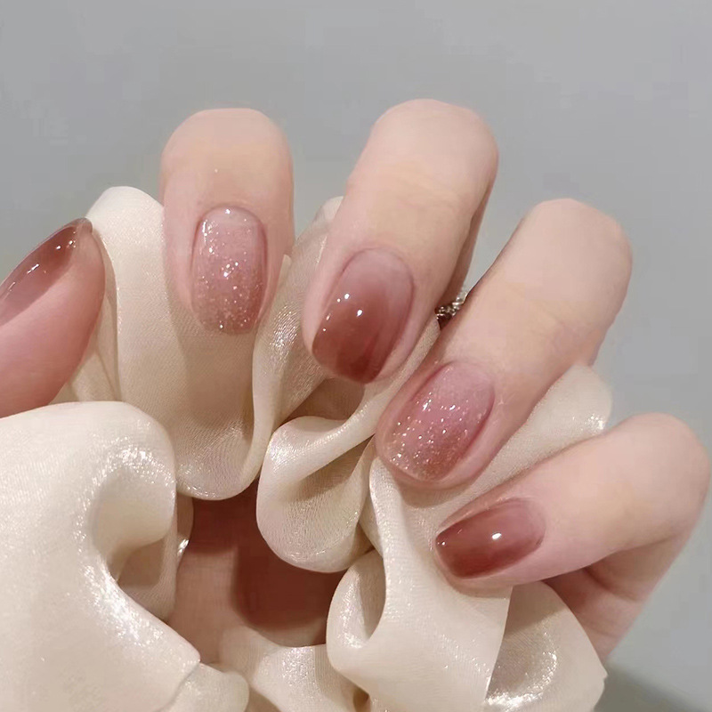 24PCS Fake Nails Simple Short French styles Stick on Nails Coffin Flame Press on Nails Art DIY Manicure Tool