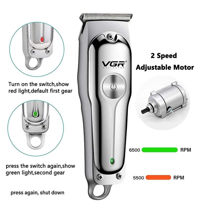 VGR New Style Hair Clipper Engraving Metal Electric Hair Clipper Stainless Steel Blade Hair Clippers Clippers V-071 VGR New Sty