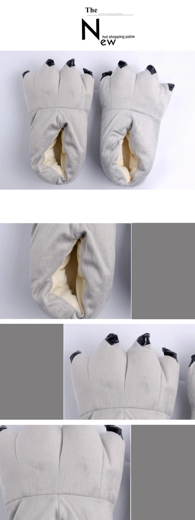 1Pair Winter animal sleepwear, Stitch tiger dinosaur paw cartoon warm home, cute and cute plush toy slippers