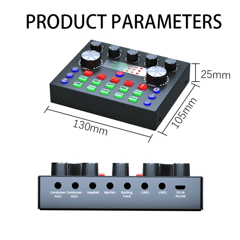 V8S Live Sound Card for Audio Mixer Streaming,Bluetooth Sound Effects Mixer Board Music Recording YouTube Broadcast