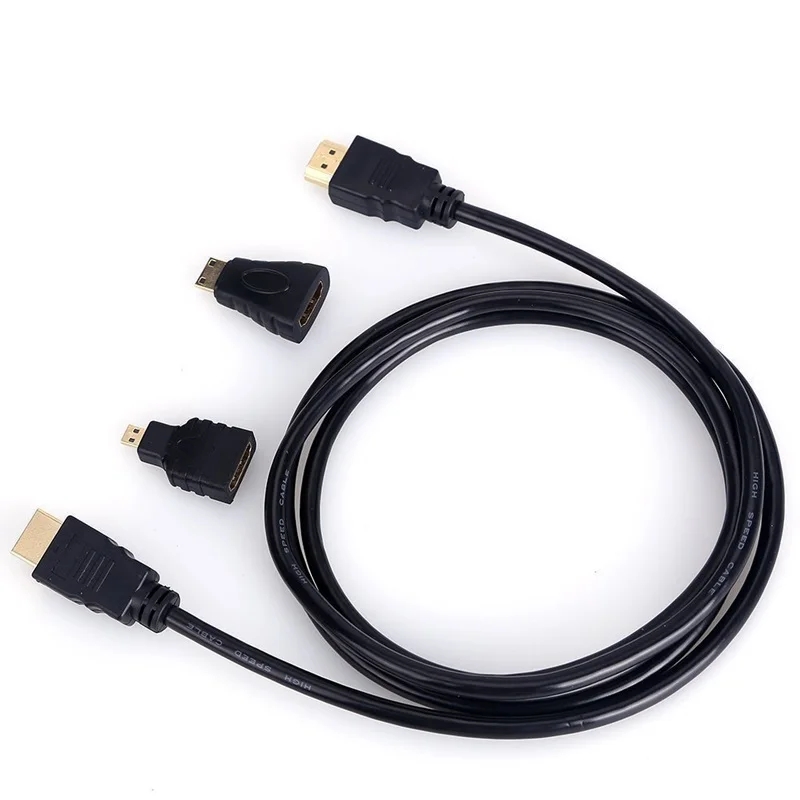 1.5m HDMI TO HDMI cable 3 In 1 HIGH SPEED HDTV CABLE 3D V1.4 FULL HD 1080P Mini HDMI Adapter Micro HDMI Connector HDMI Cable