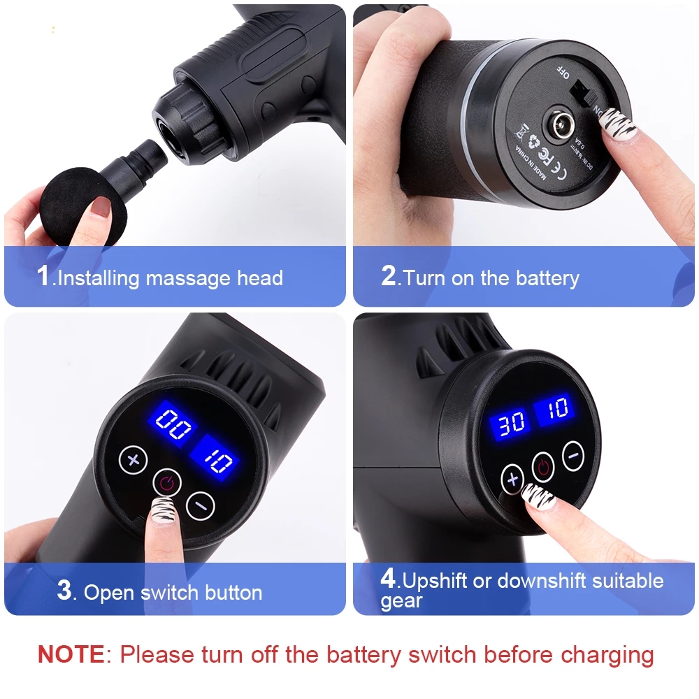 New High frequency Massage Gun Muscle Relax Body Relaxation Electric Massager with Portable Bag Therapy Gun for fitness