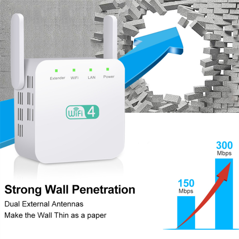 300M dual antenna wireless wifi router repeater network signal booster amplifier extender