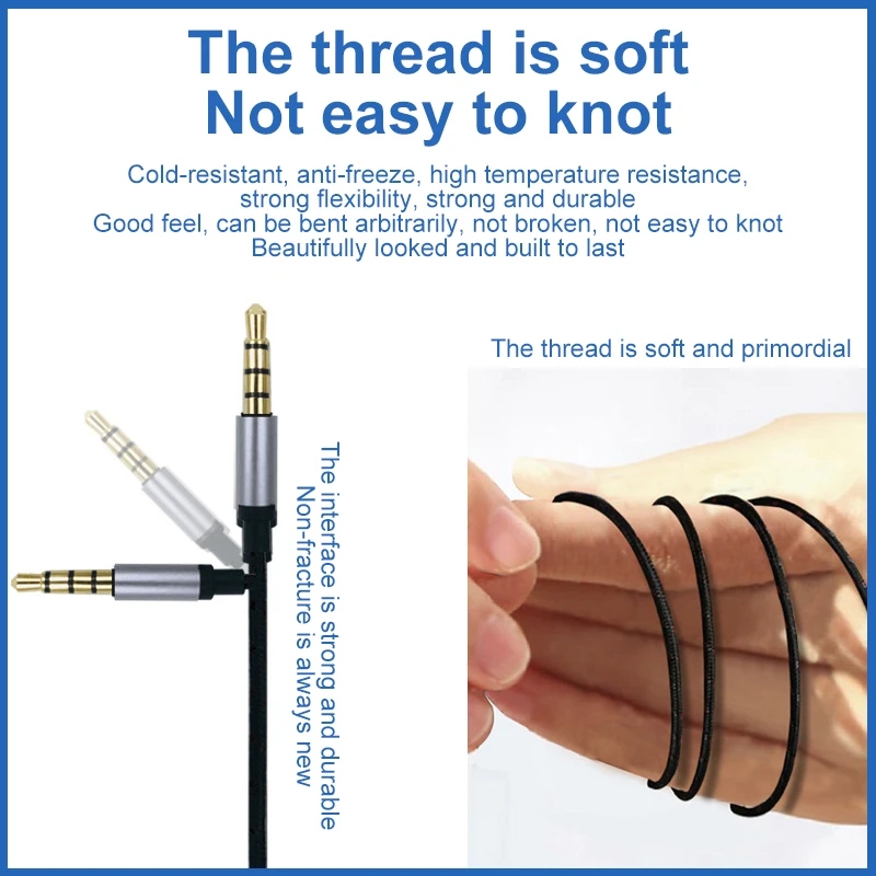 3.5mm male to male nylon braided audio cable AUX car phone computer car audio headphone connecting cable audio cable Random Colo