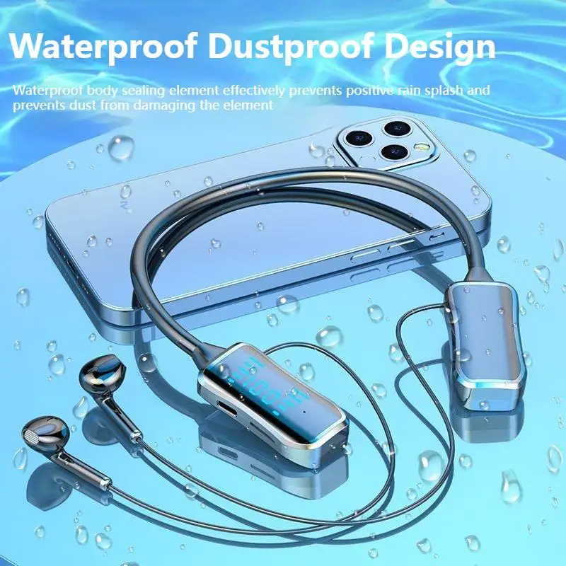 TWS Bluetooth Earphones LED Display HiFi Sounds Earbuds Wireless Headphone Magnetic Sport Neckband Neck-hanging Headset with Mic