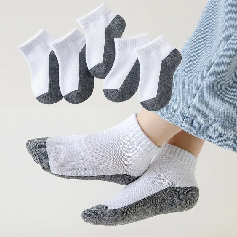 5 PairsNew Summer Children Socks Cotton Fashion Black White Gray For 1-12 Years Kids Teen Student Baby Girl Boy Socks