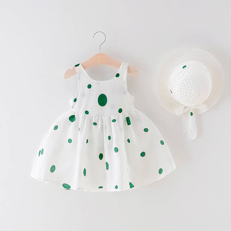 Baby Dress With Bow Hat 2pcs Clothes Set Newborn Infant Toddler Dresses Party Wedding Dress Vestidos