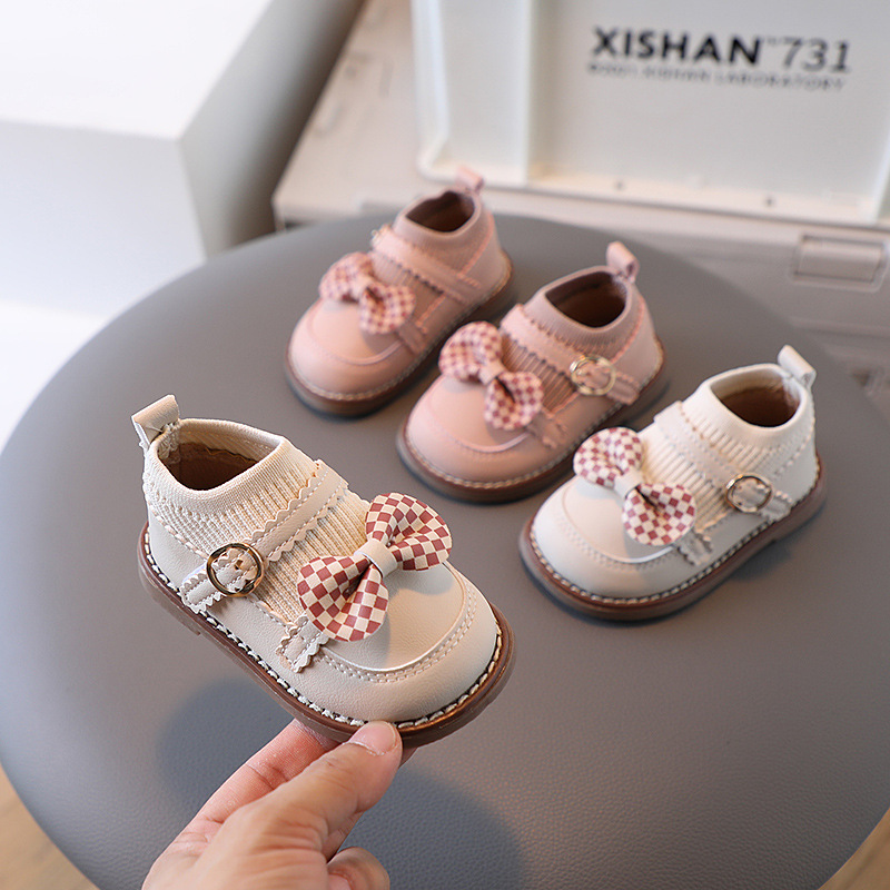 Girls Children Princess Shoes Baby Kids Elastic Slip on Sock Shoes Lightweight Breathable Soft Sole Non Slip First Walking Shoes