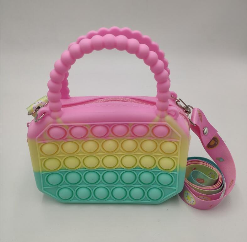 Pop Fidget Toys It Silicone Push Bubble Crossbody Bag Sensory Reliver Stress Autism Adults Kids Handbag Coin Pouch Purse Gifts