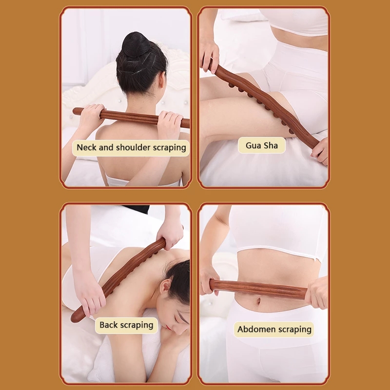 Massager for Body Natural Carbonized Wood Scraping Massage Stick Back Massager SPA Therapy Tool Point Treatment Guasha Relax