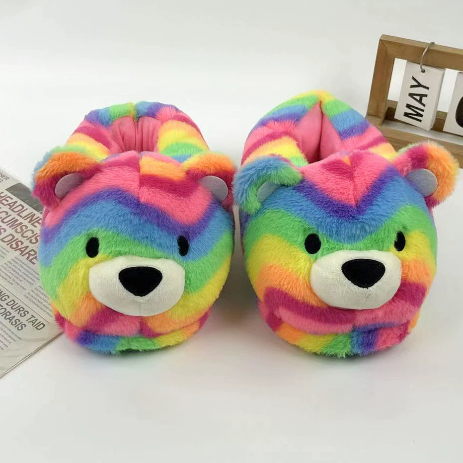 Women's Winter Home Cotton Slippers Cute Little Yellow Guy 3D Eye Plush Slippers Indoor Warm House Animal Slippers Women Slides