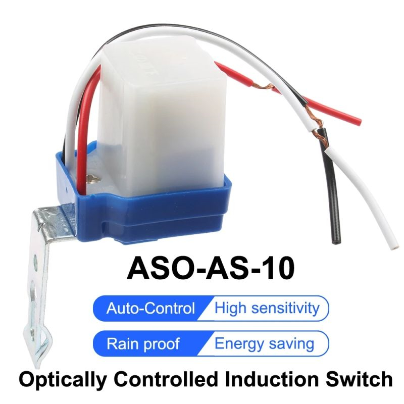 12V 220V AS-10 10A Photoswitch Sensor Switch Waterproof Auto On Off Photocell Street Light Control AC/DC Universal