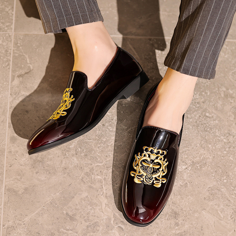 Men's Fashion Leather Embroidery Loafers Mens Casual Printed Oxfords Shoes Man Party Driving Flats EU size 38-45