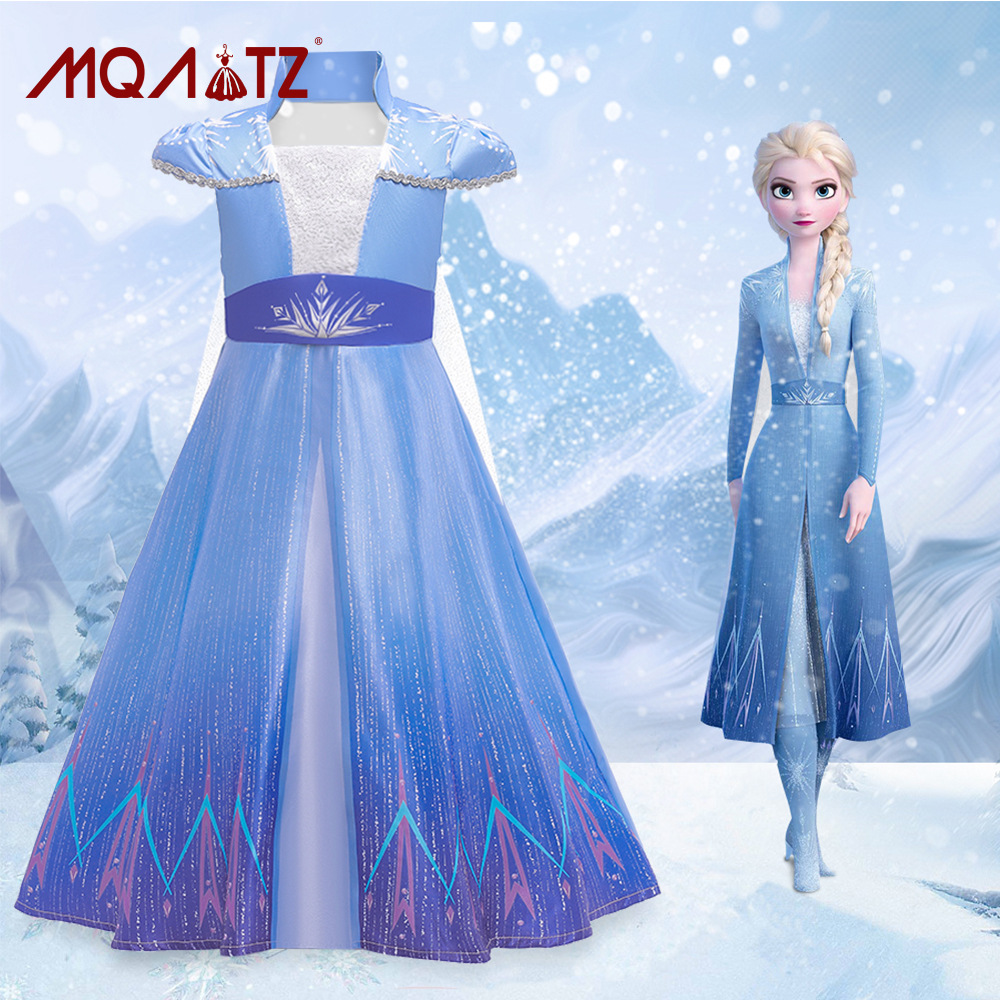 Disney Frozen Elsa Princess Girls Dress Snow Queen Disney Costume Carnival Party Halloween Kids Clothes Birthday Party Dress