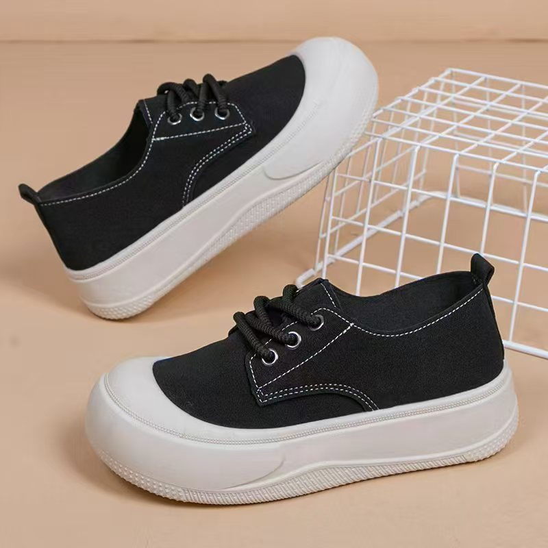 New sponge cake shoes for women's casual shoes, thick soled round toe lace up white shoes, fashionable loafers