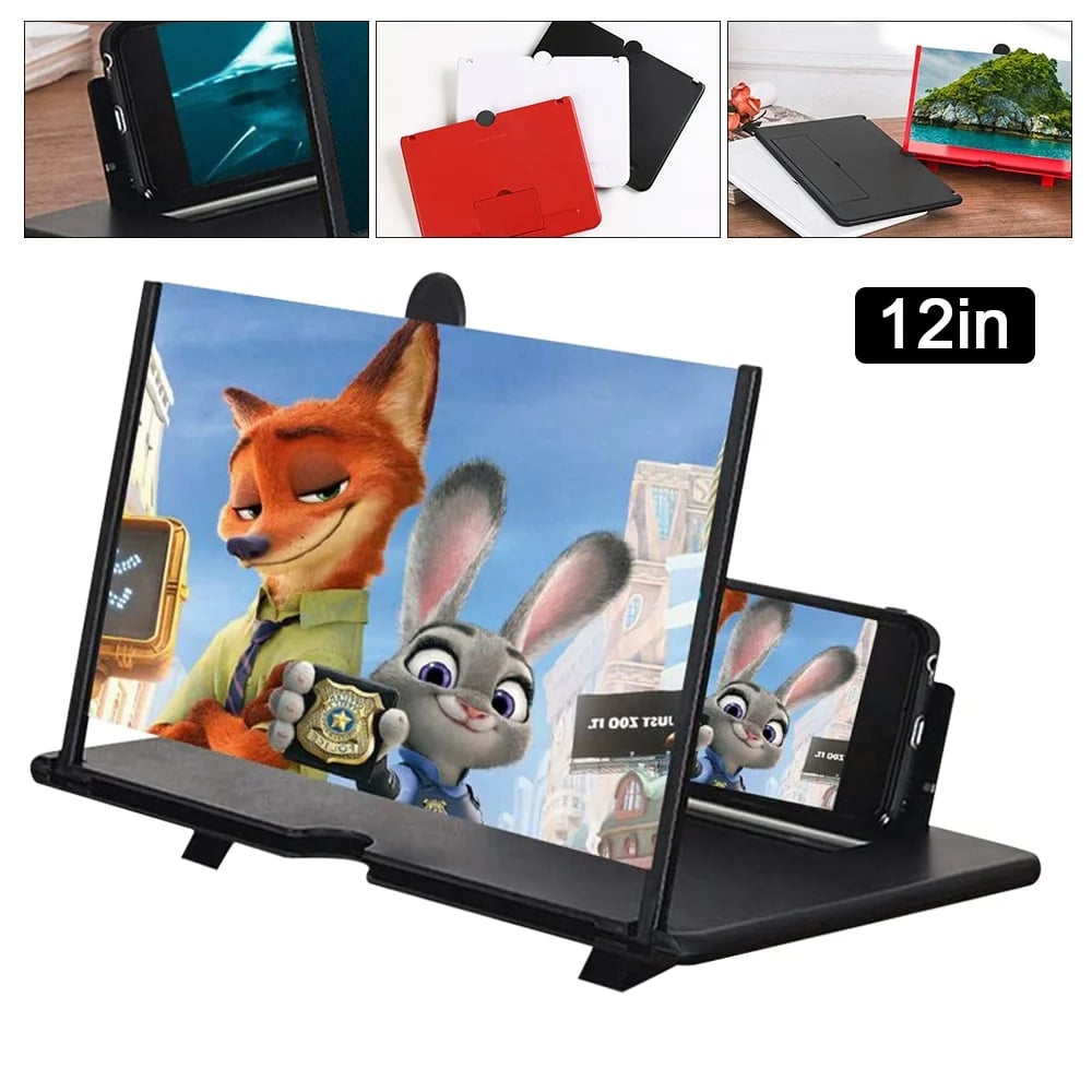 12 Inch Screen Amplifier 3D Folding Screen Magnifier Universal Mobile Phone Video Magnifying Glass Bracket Screen Enlarger Stand