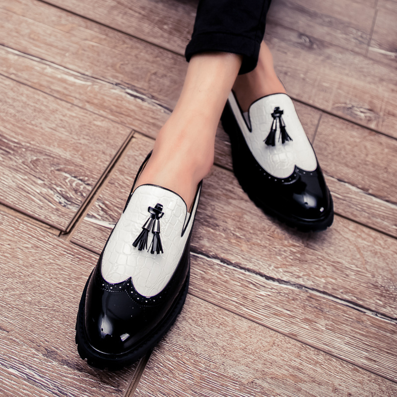 Fashion set foot casual shoes men Brock carved men's shoes thick-soled England increased tassel men shoes