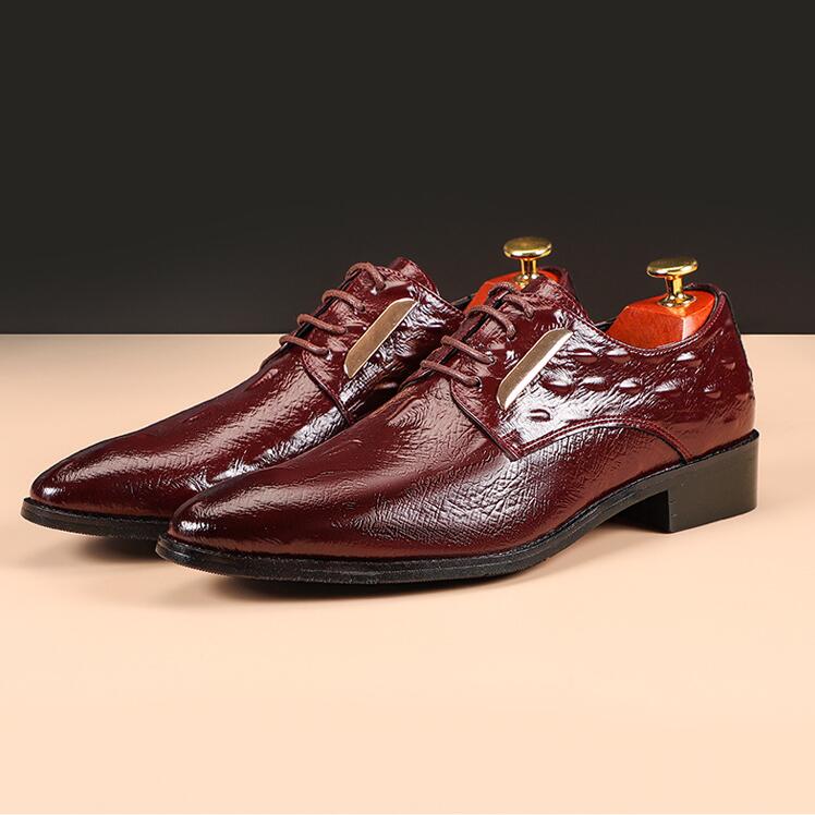 Men's Classic British Business Leather Shoes Mens Lace-Up Pointed Toe Dress Office Flats Men Wedding Party Oxfords EU Size 37-48