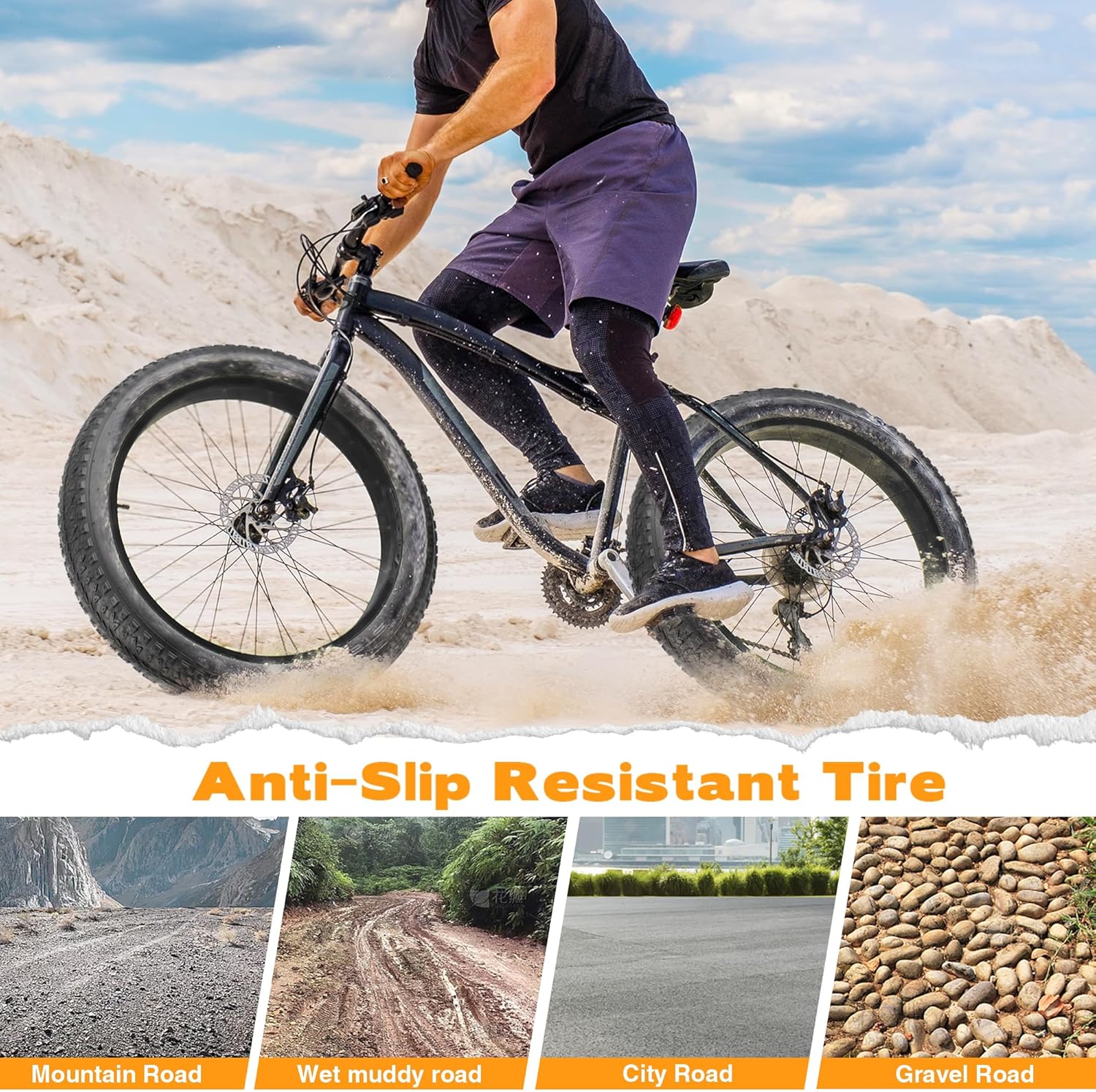 WEEROCK 1/2 Pack Bike Fat Tires 26 x 3.0 Inch Electric Bicycle Fat Tires with/Without 26 X 3.0 Inner Tubes Folding Bead Tire Compatible with 26" Wide