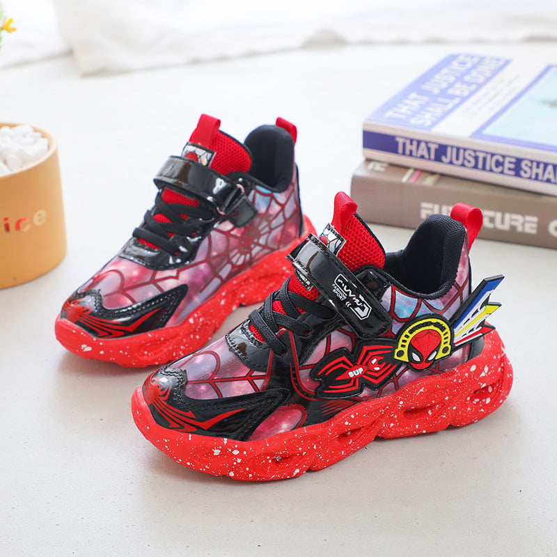 Illuminated Spider Man Children's Shoes New Spring and Autumn New Sports Shoes Running Shoes Illuminated with Lights for Mi