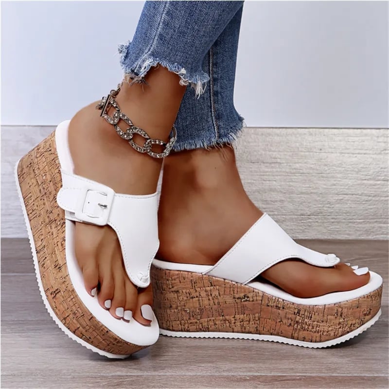 Women Summer Flip Flops Shoes Female Wedge Platform Sandal New Ladies 7.5cm Thick Bottom Casual Slippers Shoe Black Pink