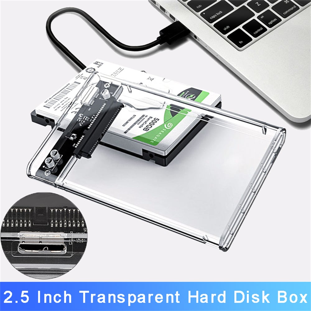 2.5 inch Transparent HDD SSD Enclosure SATA III to USB 3.0 Hard Drive Disk Case Support 5TB Mobile External HDD for Laptop PC