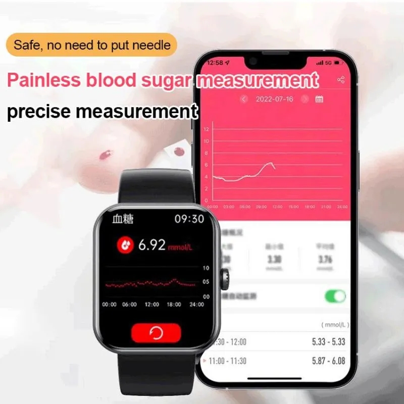 Isfriday 2023 New Smart Watch Blood Glucose Sugar 1.9 Inch 50+ Sport Smartwatch Men Women 24 Hours Heart Rate Fitness Tracker